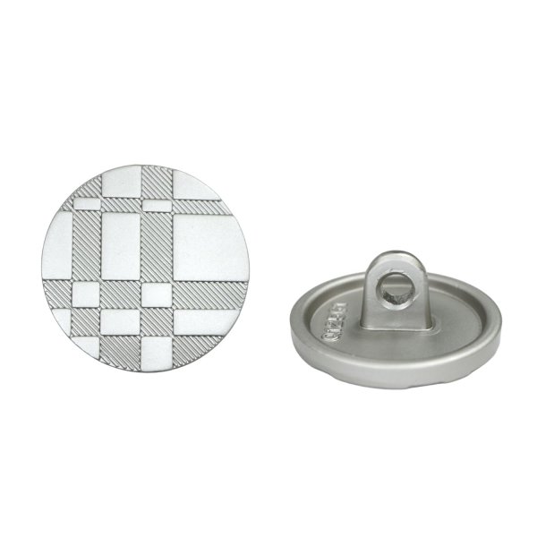 画像1: メタルボタン 格子柄【シルバー】18mm 8個入 丸型 足つき 立体柄 手芸 服飾 付け替え ボタンマート B-2089 (1)