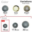 画像3: 樹脂ボタン【ブラック】15mm 10個入 丸型 四つ穴 リムデザイン マーブル調 手芸 服飾 付け替え ボタンマート B-2100 (3)