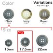 画像3: 樹脂ボタン【ブラック】17.5mm 8個入 丸型 四つ穴 リムデザイン マーブル調 手芸 服飾 付け替え ボタンマート B-2101 (3)