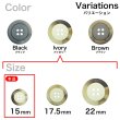 画像3: 樹脂ボタン【アイボリー】15mm 10個入 丸型 四つ穴 リムデザイン マーブル調 手芸 服飾 付け替え ボタンマート B-2103 (3)