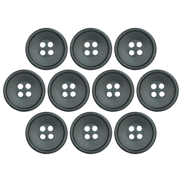 画像1: 樹脂ボタン 皿型【ブラック】15mm 10個入 四つ穴 丸型 フチあり くぼみ 手芸 服飾 付け替え ボタンマート B-2117 (1)