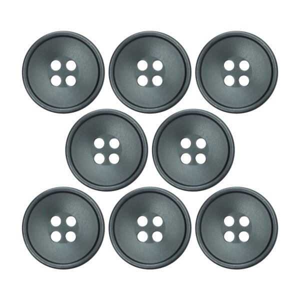 画像1: 樹脂ボタン 皿型【ブラック】18mm 8個入 四つ穴 丸型 フチあり くぼみ 手芸 服飾 付け替え ボタンマート B-2118 (1)