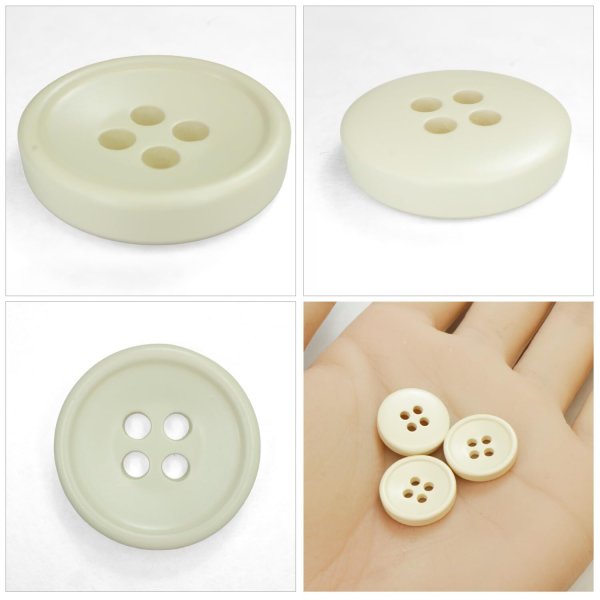 画像5: 樹脂ボタン 皿型【アイボリー】15mm 10個入 四つ穴 丸型 フチあり くぼみ 手芸 服飾 付け替え ボタンマート B-2119 (5)