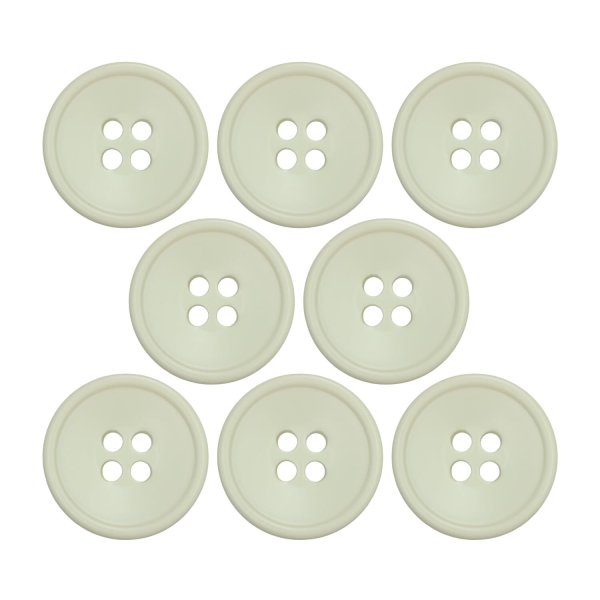 画像1: 樹脂ボタン 皿型【アイボリー】18mm 8個入 四つ穴 丸型 フチあり くぼみ 手芸 服飾 付け替え ボタンマート B-2120 (1)