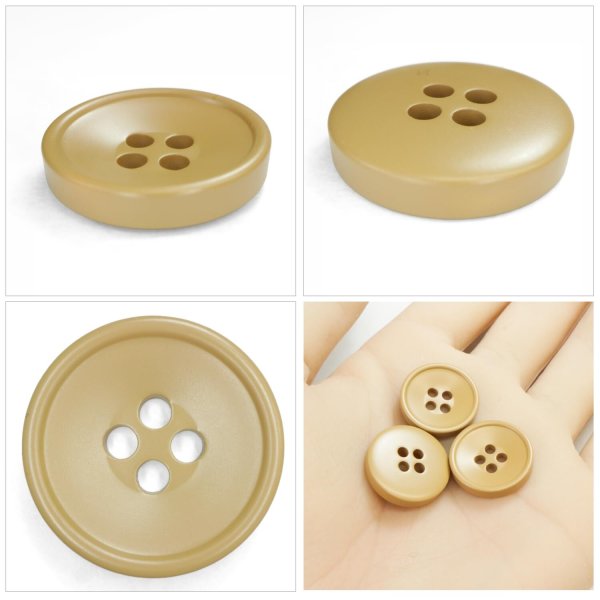 画像5: 樹脂ボタン 皿型【キャメル】18mm 8個入 四つ穴 丸型 フチあり くぼみ 手芸 服飾 付け替え ボタンマート B-2122 (5)