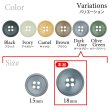画像3: 樹脂ボタン 皿型【ダークグレー】18mm 8個入 四つ穴 丸型 フチあり くぼみ 手芸 服飾 付け替え ボタンマート B-2126 (3)