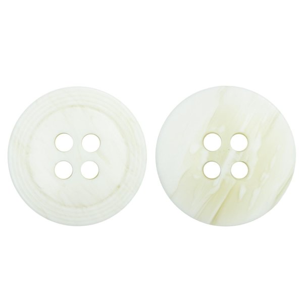 画像1: 樹脂ボタン リングライン【アイボリー】15mm 10個入 丸型 四つ穴 裁縫 手芸 服飾 付け替え ボタンマート B-2129 (1)