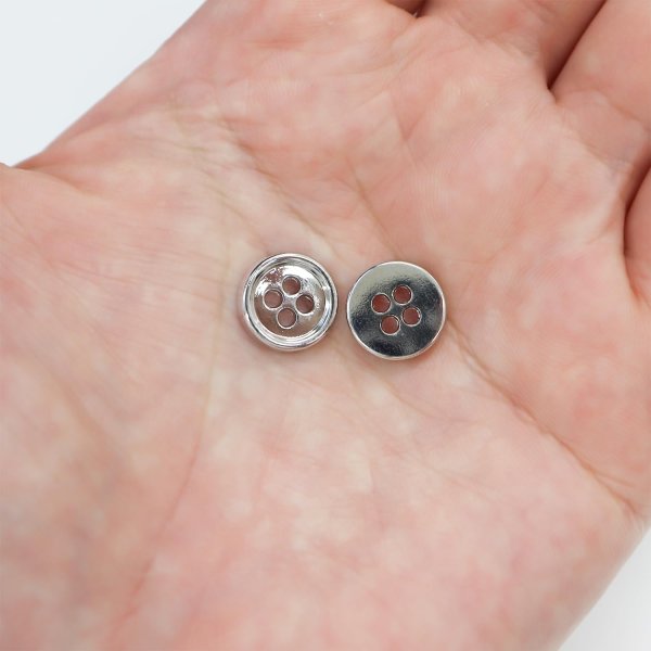 画像6: メタルボタン 四つ穴 【シルバー 鏡面仕上げ】 銀 シャツ スーツ 15個入り 【11.5mm】 ボタンマート B-213 (6)