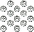 画像1: メタルボタン 四つ穴 【シルバー 鏡面仕上げ】 銀 シャツ スーツ 15個入り 【12.5mm】 ボタンマート B-214 (1)