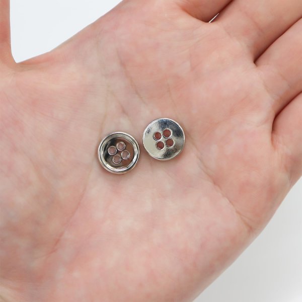 画像6: メタルボタン 四つ穴 【シルバー 鏡面仕上げ】 銀 シャツ スーツ 15個入り 【12.5mm】 ボタンマート B-214 (6)