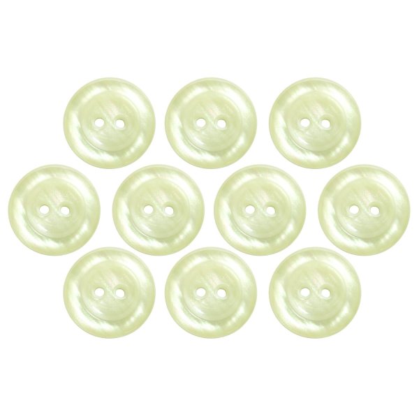 画像1: 二つ穴樹脂ボタン【アイボリー】15mm 10個入 シェル調 丸型 光沢 模様 手芸 服飾 付け替え ボタンマート B-2155 (1)