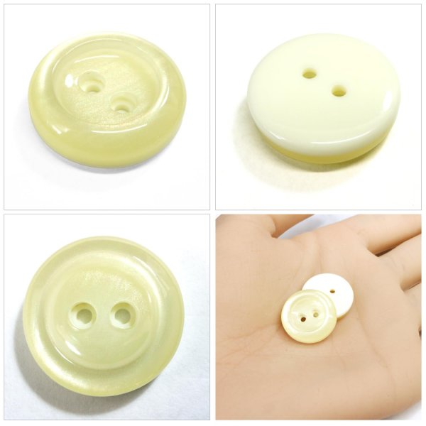 画像5: 二つ穴樹脂ボタン【アイボリー】17.5mm 8個入 シェル調 丸型 光沢 模様 手芸 服飾 付け替え ボタンマート B-2156 (5)