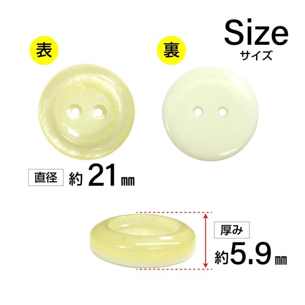画像2: 二つ穴樹脂ボタン【アイボリー】21mm 6個入 シェル調 丸型 光沢 模様 手芸 服飾 付け替え ボタンマート B-2157 (2)