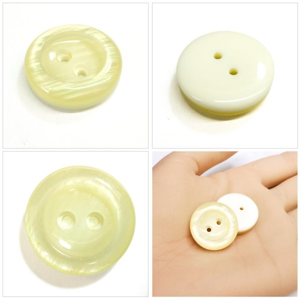 画像5: 二つ穴樹脂ボタン【アイボリー】21mm 6個入 シェル調 丸型 光沢 模様 手芸 服飾 付け替え ボタンマート B-2157 (5)
