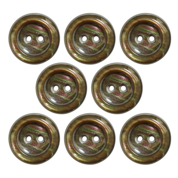 画像1: 二つ穴樹脂ボタン【ブラウン】17.5mm 8個入 シェル調 丸型 光沢 模様 手芸 服飾 付け替え ボタンマート B-2159 (1)