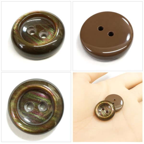 画像5: 二つ穴樹脂ボタン【ブラウン】17.5mm 8個入 シェル調 丸型 光沢 模様 手芸 服飾 付け替え ボタンマート B-2159 (5)