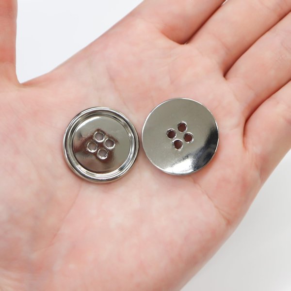 画像6: メタルボタン 四つ穴 【シルバー 鏡面仕上げ】 銀 シャツ スーツ 8個入り 【25mm】 ボタンマート B-219 (6)