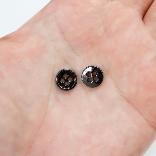 画像6: メタルボタン 四つ穴 【ブラック 鏡面仕上げ】 黒 シャツ スーツ 15個入り 【10mm】 ボタンマート B-220 (6)