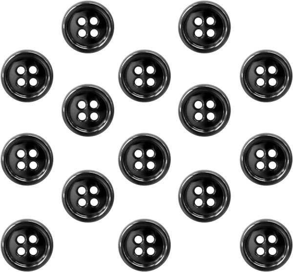 画像1: メタルボタン 四つ穴 【ブラック 鏡面仕上げ】 黒 シャツ スーツ 15個入り 【12.5mm】 ボタンマート B-222 (1)