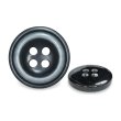 画像1: 樹脂ボタン ボールドリム【ブラック】15mm 10個入 丸型 四つ穴 マーブル調 手芸 服飾 付け替え ボタンマート B-2222 (1)