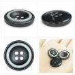 画像5: 樹脂ボタン ボールドリム【ブラック】20mm 6個入 丸型 四つ穴 マーブル調 手芸 服飾 付け替え ボタンマート B-2224 (5)