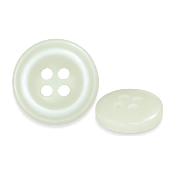 画像1: 樹脂ボタン ボールドリム【アイボリー】15mm 10個入 丸型 四つ穴 マーブル調 手芸 服飾 付け替え ボタンマート B-2225 (1)
