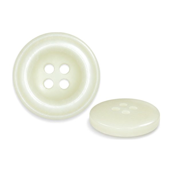 画像1: 樹脂ボタン ボールドリム【アイボリー】20mm 6個入 丸型 四つ穴 マーブル調 手芸 服飾 付け替え ボタンマート B-2227 (1)