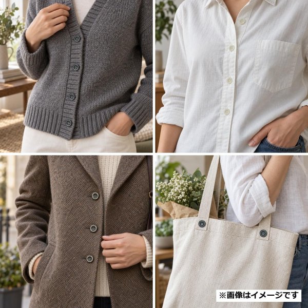 画像6: 樹脂ボタン ボールドリム【アイボリー】20mm 6個入 丸型 四つ穴 マーブル調 手芸 服飾 付け替え ボタンマート B-2227 (6)