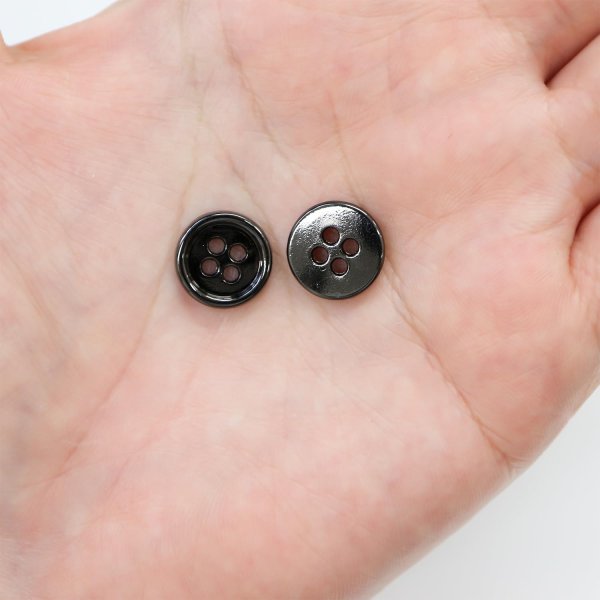 画像6: メタルボタン 四つ穴 【ブラック 鏡面仕上げ】 黒 シャツ スーツ 15個入り 【12.5mm】 ボタンマート B-222 (6)
