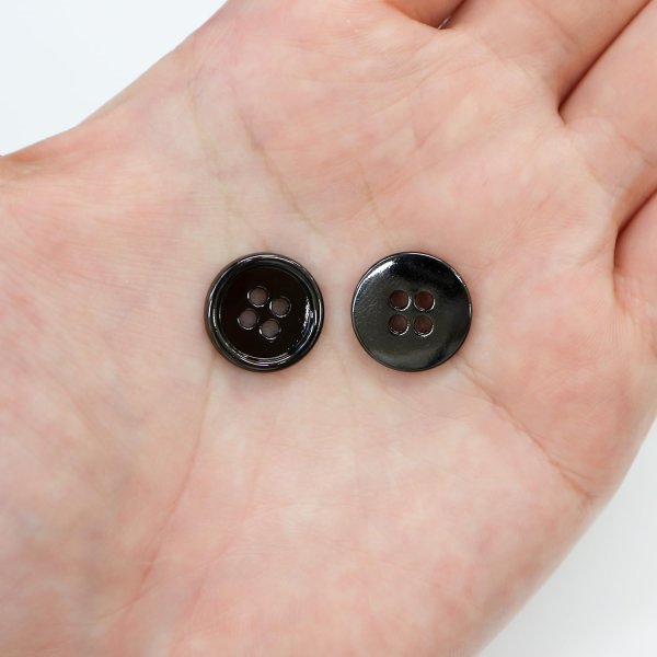 画像6: メタルボタン 四つ穴 【ブラック 鏡面仕上げ】 黒 シャツ スーツ 15個入り 【15mm】 ボタンマート B-223 (6)