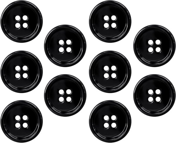 画像1: メタルボタン 四つ穴 【ブラック 鏡面仕上げ】 黒 シャツ スーツ 10個入り 【18mm】 ボタンマート B-224 (1)