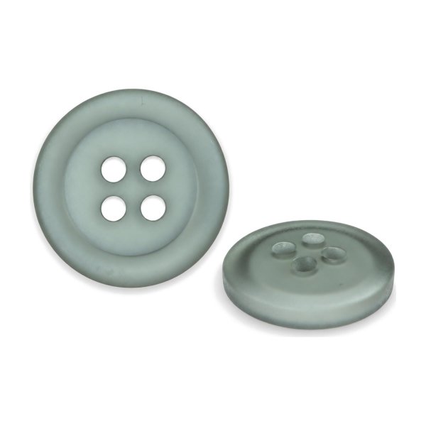 画像1: 樹脂ボタン フロスト調【グレー】15mm 10個入 丸型 四つ穴 マット 手芸 裁縫 付け替え ボタンマート B-2240 (1)