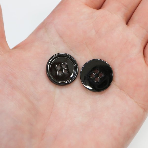 画像6: メタルボタン 四つ穴 【ブラック 鏡面仕上げ】 黒 シャツ スーツ 10個入り 【18mm】 ボタンマート B-224 (6)