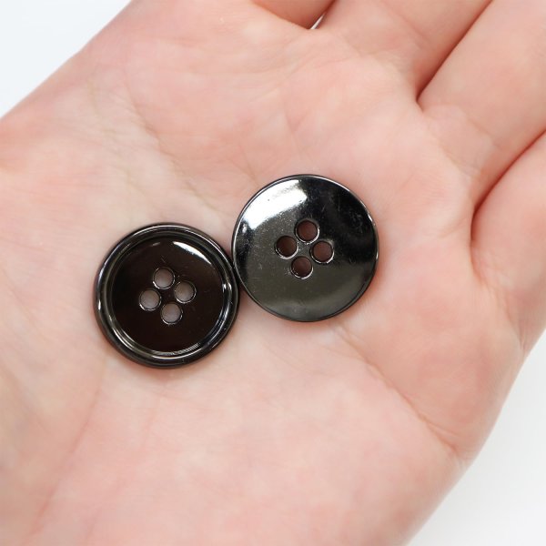 画像6: メタルボタン 四つ穴 【ブラック 鏡面仕上げ】 黒 シャツ スーツ 10個入り 【20mm】 ボタンマート B-225 (6)