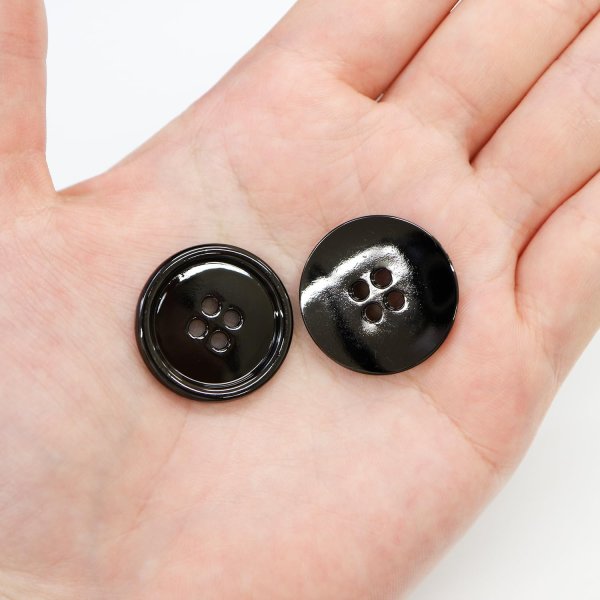 画像6: メタルボタン 四つ穴 【ブラック 鏡面仕上げ】 黒 シャツ スーツ 8個入り 【25mm】 ボタンマート B-227 (6)