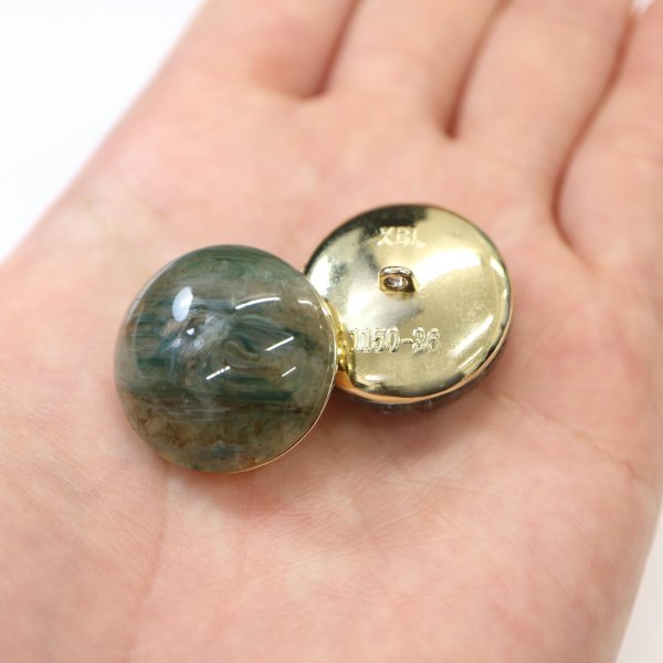 画像6: 足つきボタン 【グリーン マーブル】 緑 シャツ スーツ 4個入り 【23mm】 きらきらぷんぷん丸 B-269 (6)