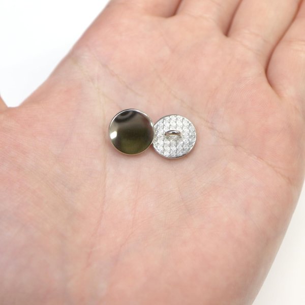 画像6: メタルボタン フラット 【シルバー 鏡面仕上げ】 銀 ビジュー 飾り 縫製 袖口 15個入り 【12.5mm】 ボタンマート B-290 (6)