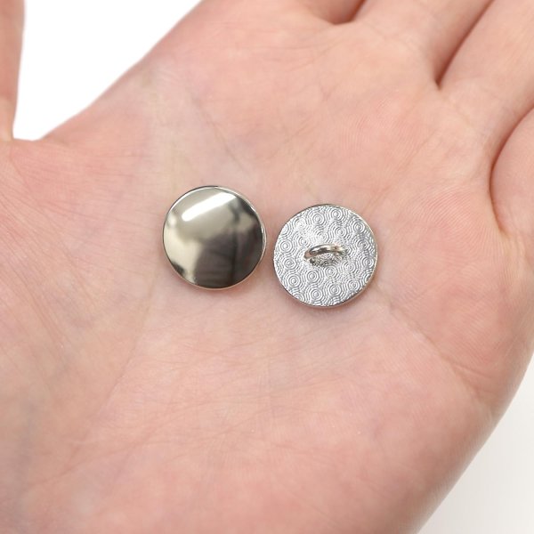 画像6: メタルボタン フラット 【シルバー 鏡面仕上げ】 銀 ビジュー 飾り 縫製 袖口 15個入り 【15mm】 ボタンマート B-291 (6)