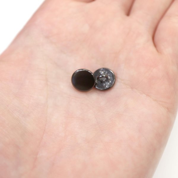 画像6: メタルボタン フラット 【ブラック 鏡面仕上げ】 黒 ビジュー 飾り 縫製 袖口 20個入り 【10mm】 ボタンマート B-294 (6)