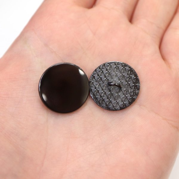 画像6: メタルボタン フラット 【ブラック 鏡面仕上げ】 黒 ビジュー 飾り 縫製 袖口 10個入り 【20mm】 ボタンマート B-299 (6)
