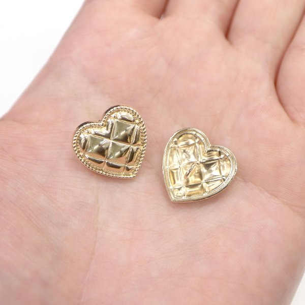 画像6: メタルボタン ハート型 キルティング風 【ゴールド 鏡面仕上げ】 金 足つき 飾り 縫製 10個入 【18mm】 ボタンマート B-312 (6)