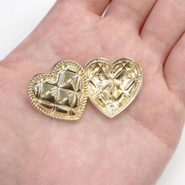 画像6: メタルボタン ハート型 キルティング風 【ゴールド 鏡面仕上げ】 金 足つき 飾り 縫製 6個入 【25mm】 ボタンマート B-314 (6)