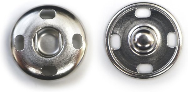 画像1: スナップボタン シルバー 17mm 10組入り 縫い付けタイプ 打ち具不要 銀 ボタン ボタンマート B-326 (1)