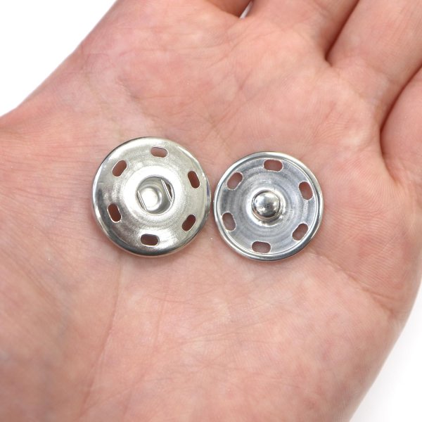 画像5: スナップボタン シルバー 21mm 10組入り 縫い付けタイプ 打ち具不要 銀 ボタン ボタンマート B-328 (5)
