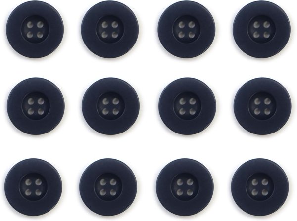 画像1: ミリタリーボタン 【ネイビー】 四つ穴ボタン 紺 ボタン 12個入り 【20mm】 ボタンマート B-405 (1)