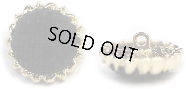 画像1: スエード調 布ボタン 【ブラック】 黒 金フチ ボタン 飾りボタン 縫製ボタン 袖口ボタン 8個入り 【21.5mm】 ボタンマート B-431 (1)