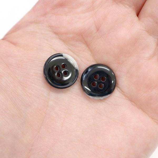画像6: 水牛調ボタン【ブラック&ホワイト】スーツ コート ジャケット ブレザー 四つ穴 フロント 袖口 10個入り【15mm】ボタンマート B-480 (6)