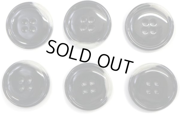 画像1: 水牛調ボタン【ブラック&ホワイト】スーツ コート ジャケット ブレザー 四つ穴 フロント 袖口 6個入り【25mm】ボタンマート B-484 (1)