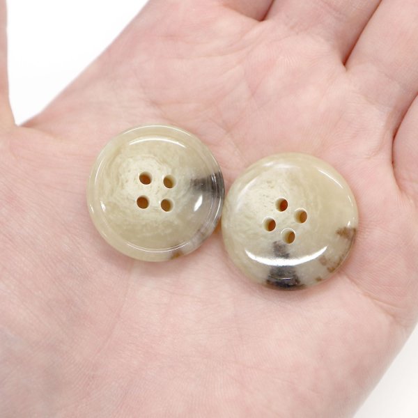 画像6: 水牛調ボタン【ベージュ&ブラウン】スーツ コート ジャケット ブレザー 四つ穴 フロント 袖口 6個入り【25mm】ボタンマート B-506 (6)