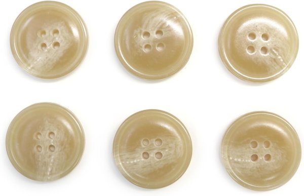 画像1: 水牛調ボタン【ベージュ】スーツ コート ジャケット ブレザー 四つ穴 フロント 袖口 6個入り【25mm】ボタンマート B-508 (1)